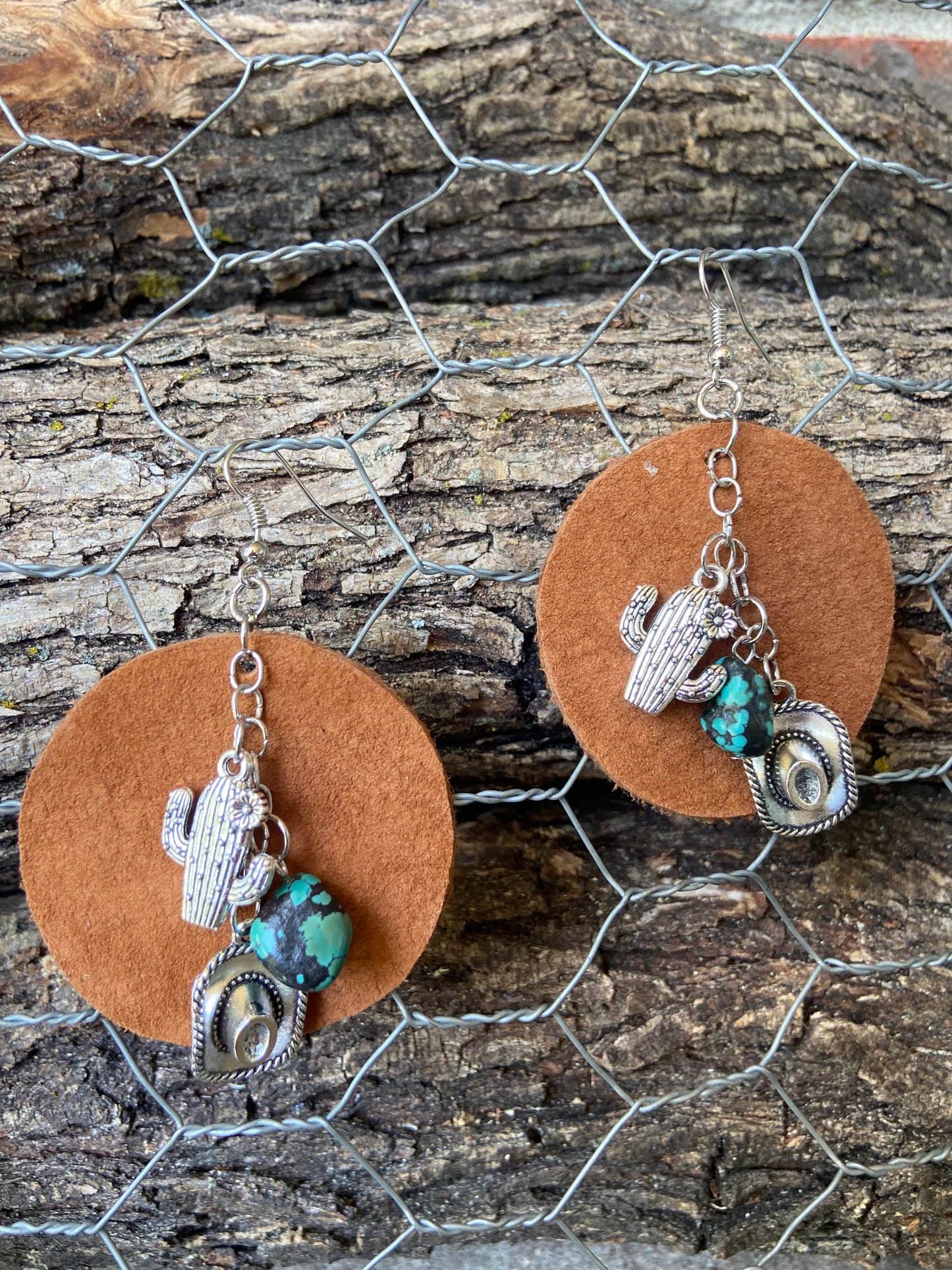 Raw leather earrings