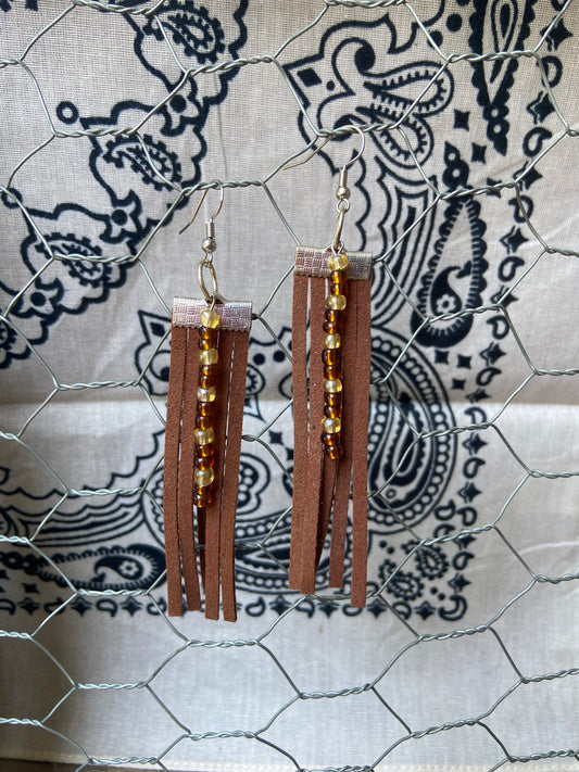 Fringe beaded earrings