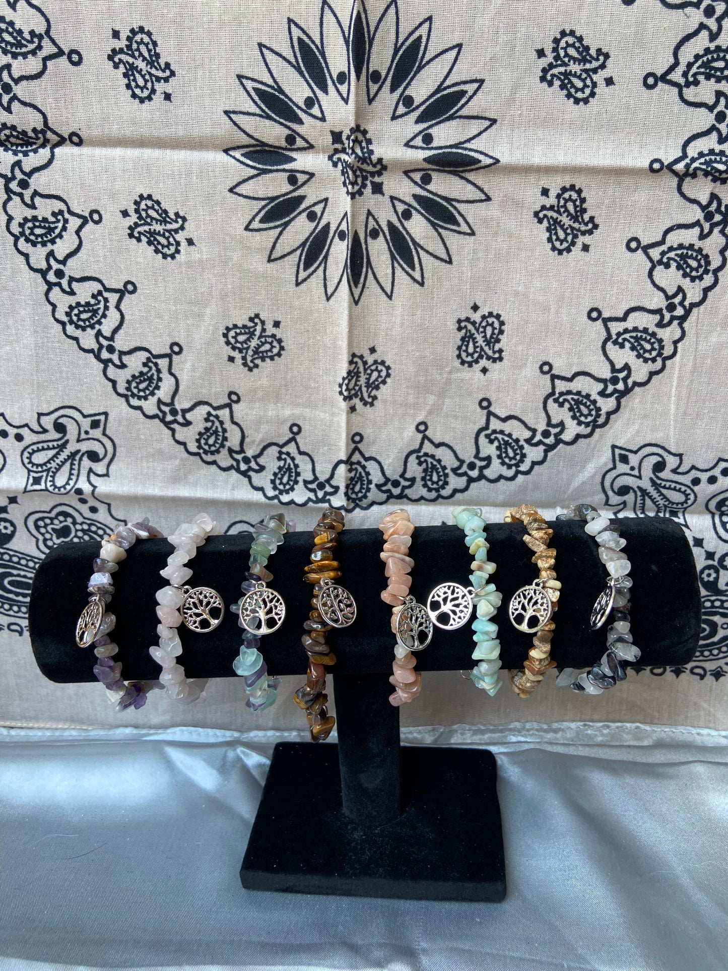 Assorted chip bead stone bracelets